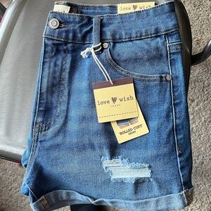 🟠NWT! LOVE WISH Rolled Cuff Stretch Denim Shorts LARGE